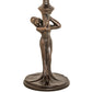 Meyda Lighting Tiffany Pond Lily 15" Mahogany Bronze Nouveau Lady Mini Table Lamp With Pink & White Shade Glass