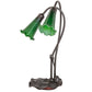 Meyda Lighting Tiffany Pond Lily 16" 2-Light Mahogany Bronze Accent Table Lamp With Green Shade Glass