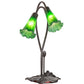 Meyda Lighting Tiffany Pond Lily 16" 2-Light Mahogany Bronze Accent Table Lamp With Green Shade Glass