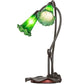 Meyda Lighting Tiffany Pond Lily 16" 2-Light Mahogany Bronze Accent Table Lamp With Green Shade Glass