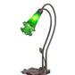 Meyda Lighting Tiffany Pond Lily 16" 2-Light Mahogany Bronze Accent Table Lamp With Green Shade Glass