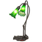 Meyda Lighting Tiffany Pond Lily 16" 2-Light Mahogany Bronze Accent Table Lamp With Green Shade Glass