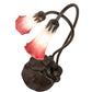 Meyda Lighting Tiffany Pond Lily 16" 2-Light Mahogany Bronze Accent Table Lamp With Pink & White Frosted Shade Glass
