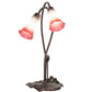 Meyda Lighting Tiffany Pond Lily 16" 2-Light Mahogany Bronze Accent Table Lamp With Pink & White Frosted Shade Glass