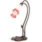 Meyda Lighting Tiffany Pond Lily 16" 2-Light Mahogany Bronze Accent Table Lamp With Pink & White Frosted Shade Glass