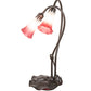 Meyda Lighting Tiffany Pond Lily 16" 2-Light Mahogany Bronze Accent Table Lamp With Pink & White Frosted Shade Glass