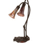 Meyda Lighting Tiffany Pond Lily 16" 2-Light Mahogany Bronze Accent Table Lamp With Purple Iridescent Shade Glass