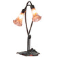 Meyda Lighting Tiffany Pond Lily 16" 2-Light Mahogany Bronze Accent Table Lamp With Purple Iridescent Shade Glass