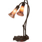 Meyda Lighting Tiffany Pond Lily 16" 2-Light Mahogany Bronze Accent Table Lamp With Purple Iridescent Shade Glass