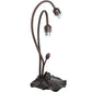 Meyda Lighting Tiffany Pond Lily 16" 2-Light Mahogany Bronze Table Lamp With Amber Shade Glass