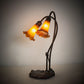 Meyda Lighting Tiffany Pond Lily 16" 2-Light Mahogany Bronze Table Lamp With Amber Shade Glass