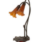 Meyda Lighting Tiffany Pond Lily 16" 2-Light Mahogany Bronze Table Lamp With Amber Shade Glass