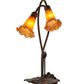 Meyda Lighting Tiffany Pond Lily 16" 2-Light Mahogany Bronze Table Lamp With Amber Shade Glass