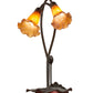 Meyda Lighting Tiffany Pond Lily 16" 2-Light Mahogany Bronze Table Lamp With Amber Shade Glass