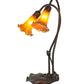 Meyda Lighting Tiffany Pond Lily 16" 2-Light Mahogany Bronze Table Lamp With Amber Shade Glass