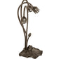 Meyda Lighting Tiffany Pond Lily 16" 3-Light Cast Metal Mahogany Bronze Accent Table Lamp With Amber Shade Glass
