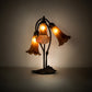 Meyda Lighting Tiffany Pond Lily 16" 3-Light Cast Metal Mahogany Bronze Accent Table Lamp With Amber Shade Glass