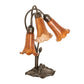 Meyda Lighting Tiffany Pond Lily 16" 3-Light Cast Metal Mahogany Bronze Accent Table Lamp With Amber Shade Glass