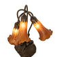Meyda Lighting Tiffany Pond Lily 16" 3-Light Cast Metal Mahogany Bronze Accent Table Lamp With Amber Shade Glass