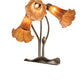 Meyda Lighting Tiffany Pond Lily 16" 3-Light Cast Metal Mahogany Bronze Accent Table Lamp With Amber Shade Glass
