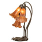 Meyda Lighting Tiffany Pond Lily 16" 3-Light Cast Metal Mahogany Bronze Accent Table Lamp With Amber Shade Glass