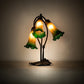 Meyda Lighting Tiffany Pond Lily 16" 3-Light Mahogany Bronze Accent Table Lamp With Amber & Green Shade Glass
