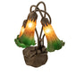 Meyda Lighting Tiffany Pond Lily 16" 3-Light Mahogany Bronze Accent Table Lamp With Amber & Green Shade Glass