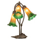 Meyda Lighting Tiffany Pond Lily 16" 3-Light Mahogany Bronze Accent Table Lamp With Amber & Green Shade Glass