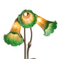 Meyda Lighting Tiffany Pond Lily 16" 3-Light Mahogany Bronze Accent Table Lamp With Amber & Green Shade Glass