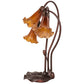 Meyda Lighting Tiffany Pond Lily 16" 3-Light Mahogany Bronze Accent Table Lamp With Amber Shade Glass