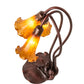 Meyda Lighting Tiffany Pond Lily 16" 3-Light Mahogany Bronze Accent Table Lamp With Amber Shade Glass