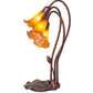 Meyda Lighting Tiffany Pond Lily 16" 3-Light Mahogany Bronze Accent Table Lamp With Amber Shade Glass