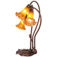 Meyda Lighting Tiffany Pond Lily 16" 3-Light Mahogany Bronze Accent Table Lamp With Amber Shade Glass
