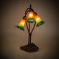 Meyda Lighting Tiffany Pond Lily 16" 3-Light Mahogany Bronze Accent Table Lamp With Amber and Green Shade Glass