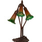 Meyda Lighting Tiffany Pond Lily 16" 3-Light Mahogany Bronze Accent Table Lamp With Amber and Green Shade Glass
