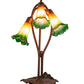 Meyda Lighting Tiffany Pond Lily 16" 3-Light Mahogany Bronze Accent Table Lamp With Amber and Green Shade Glass