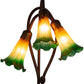 Meyda Lighting Tiffany Pond Lily 16" 3-Light Mahogany Bronze Accent Table Lamp With Amber and Green Shade Glass