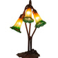 Meyda Lighting Tiffany Pond Lily 16" 3-Light Mahogany Bronze Accent Table Lamp With Amber and Green Shade Glass