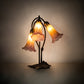 Meyda Lighting Tiffany Pond Lily 16" 3-Light Mahogany Bronze Accent Table Lamp With Amber and Purple Shade Glass