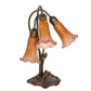 Meyda Lighting Tiffany Pond Lily 16" 3-Light Mahogany Bronze Accent Table Lamp With Amber and Purple Shade Glass