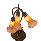 Meyda Lighting Tiffany Pond Lily 16" 3-Light Mahogany Bronze Accent Table Lamp With Amber and Purple Shade Glass