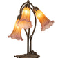 Meyda Lighting Tiffany Pond Lily 16" 3-Light Mahogany Bronze Accent Table Lamp With Amber and Purple Shade Glass