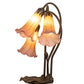 Meyda Lighting Tiffany Pond Lily 16" 3-Light Mahogany Bronze Accent Table Lamp With Amber and Purple Shade Glass