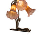 Meyda Lighting Tiffany Pond Lily 16" 3-Light Mahogany Bronze Accent Table Lamp With Amber and Purple Shade Glass