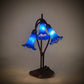 Meyda Lighting Tiffany Pond Lily 16" 3-Light Mahogany Bronze Accent Table Lamp With Blue Shade Glass