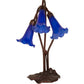 Meyda Lighting Tiffany Pond Lily 16" 3-Light Mahogany Bronze Accent Table Lamp With Blue Shade Glass