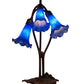 Meyda Lighting Tiffany Pond Lily 16" 3-Light Mahogany Bronze Accent Table Lamp With Blue Shade Glass