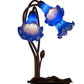 Meyda Lighting Tiffany Pond Lily 16" 3-Light Mahogany Bronze Accent Table Lamp With Blue Shade Glass