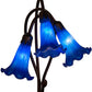 Meyda Lighting Tiffany Pond Lily 16" 3-Light Mahogany Bronze Accent Table Lamp With Blue Shade Glass