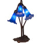 Meyda Lighting Tiffany Pond Lily 16" 3-Light Mahogany Bronze Accent Table Lamp With Blue Shade Glass